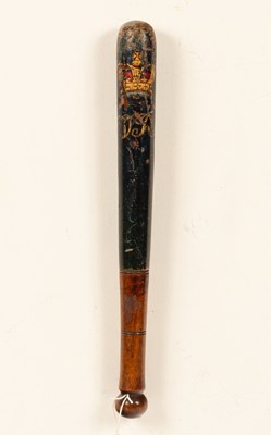 Lot 240 - A Victorian turned wood and painted truncheon,...