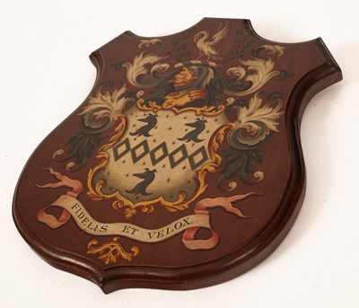 Lot 269 - A painted wooden armorial shield for the Luck...