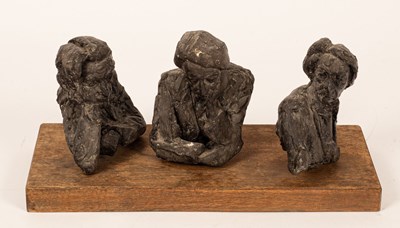 Lot 271 - Three bronze busts, studies of a pensive man,...