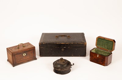 Lot 277 - A George III walnut and inlaid tea caddy,...