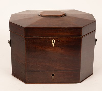 Lot 280 - A George III mahogany octagonal box with a...