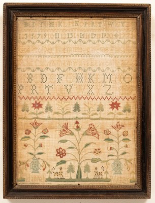 Lot 294 - A needlework sampler embroidered with verses,...