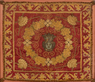 Lot 295 - A Spanish needlework cushion cover, 17th...