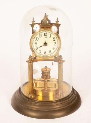 Lot 308 - A gilt brass cased mantel clock with cream...