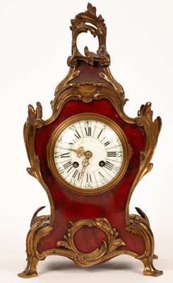 Lot 313 - A French red tortoiseshell cased bracket clock,...