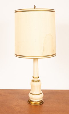 Lot 317 - An opaque cream glass table lamp, of column...