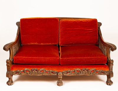 Lot 425 - A Bergere suite comprising one sofa and three...