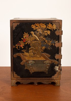 Lot 432 - A Japanese black and gold lacquer cabinet,...