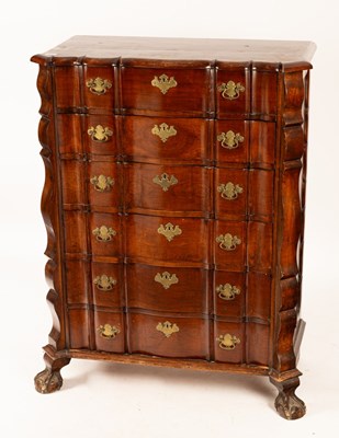 Lot 458 - A Dutch walnut chest of six drawers, with...