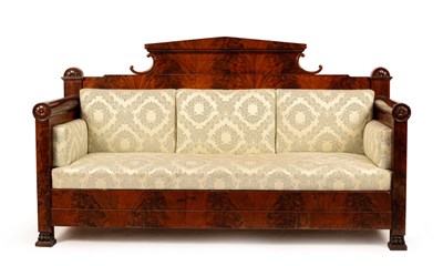 Lot 465 - A Biedermeier flame mahogany sofa, with...