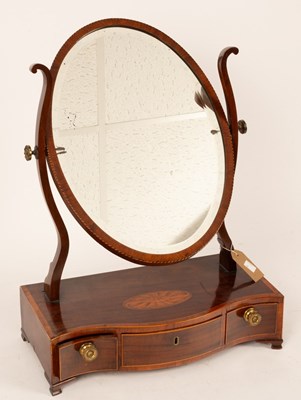 Lot 473 - A George III mahogany and inlaid toilet mirror,...