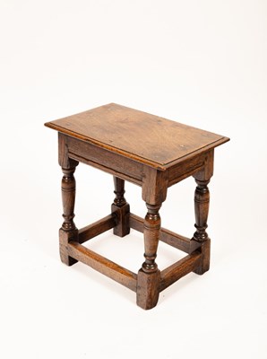 Lot 474 - A 17th Century style oak joint stool, with a...