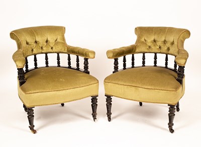 Lot 485 - A pair of late Victorian upholstered tub...