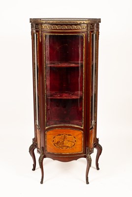 Lot 488 - A vitrine of Louis XVI design, the marble top...