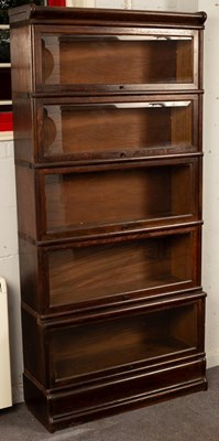 Lot 501 - A Globe Wernicke oak bookcase of five sections,...