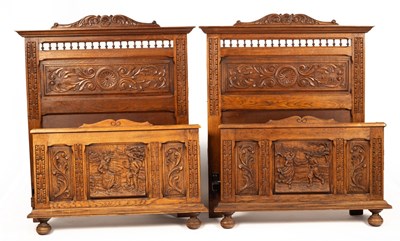 Lot 531 - A pair of late 19th Century oak single...