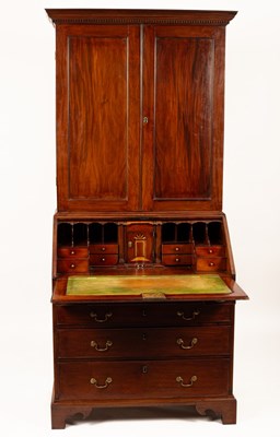 Lot 544 - A George III mahogany bureau cabinet, the...