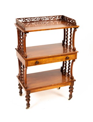 Lot 549 - A Victorian rosewood three-tier whatnot with...