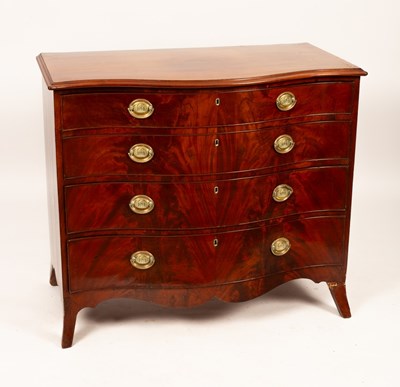 Lot 557 - A 19th Century flame mahogany serpentine...