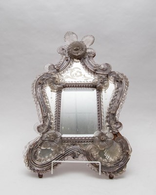 Lot 563 - A Venetian glass framed mirror, 52cm x 33cm