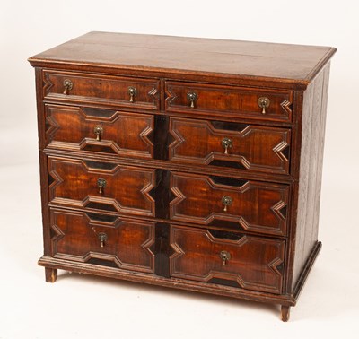 Lot 584 - A Charles II oak and walnut chest fitted two...