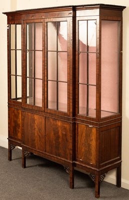 Lot 589 - A reproduction walnut display cabinet, with...