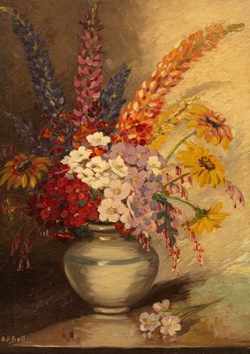 Lot 606 - A D Bell/Vase of Summer Flowers/oil on canvas,...