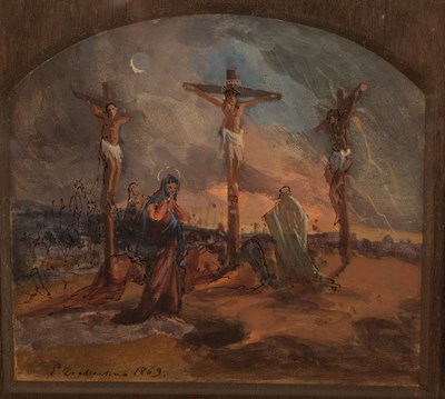 Lot 623 - Edoardo De Martino/The Crucifixion/signed and...