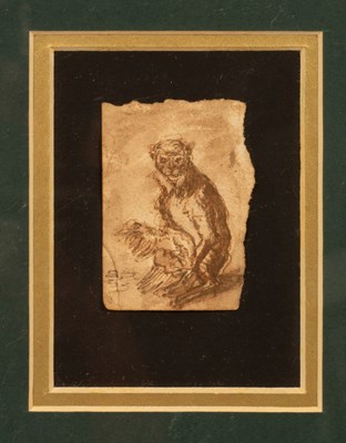 Lot 627 - 18th Century/Study of a Monkey/pen, ink and...