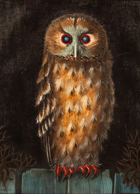 Lot 651 - Lucien Mathelin (1905-1981)/Owl Perched on a...