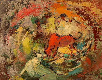 Lot 699 - Sing Kwai Choong/Bull Fighting/oil on canvas,...