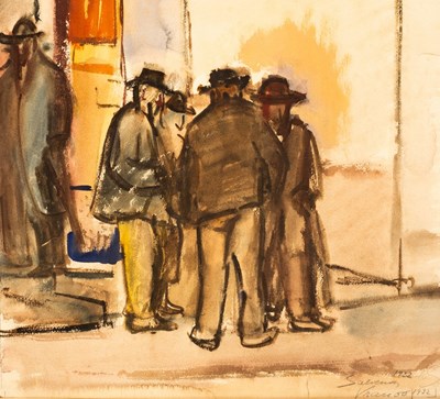 Lot 733 - Salvenna Vranoo/Figures in the Street/signed...