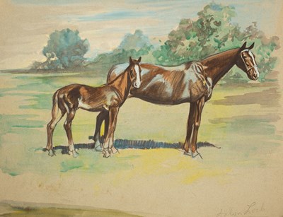 Lot 740 - Anton Lock (1893-1970)/Mare and Foal in a...