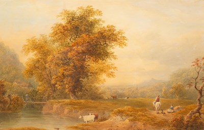 Lot 797 - J Gibb/Landscape/with figures and cattle...