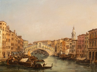 Lot 891 - Carlo Grubacs (1812-1870)/The Rialto Bridge,...