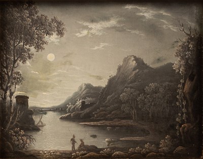 Lot 905 - Circle of Pether, 19th Century/Moonlit Lake...