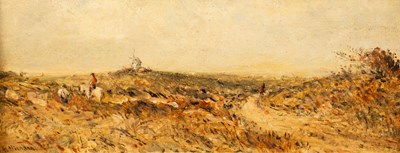 Lot 909 - Edmund Niemann/Figures on a Road/signed/oil on...