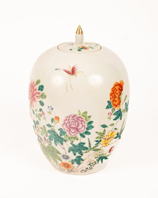 Lot 49 - A Chinese famille rose porcelain jar and lid,...