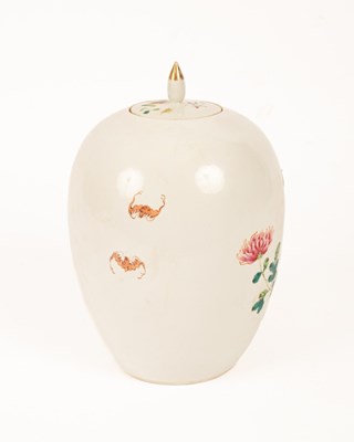 Lot 49 - A Chinese famille rose porcelain jar and lid,...