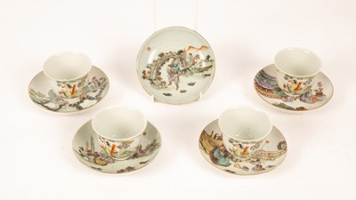 Lot 59 - Four sets of Chinese polychrome porcelain...