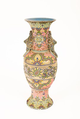 Lot 67 - Japanese Moriage Satsuma two handled vase,...
