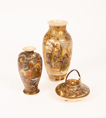 Lot 68 - Japanese Satsuma vase, 24.5cm another smaller...