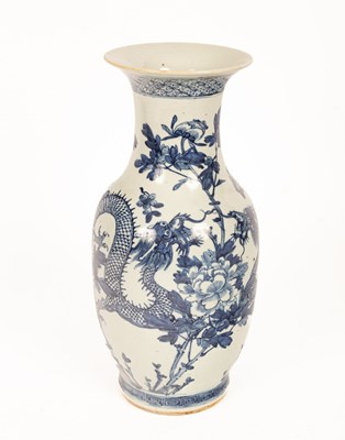 Lot 95 - A Chinese blue and white vase, 19th Century,...