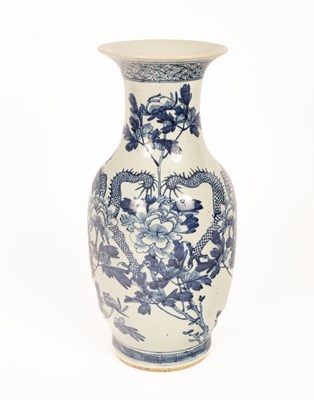 Lot 95 - A Chinese blue and white vase, 19th Century,...