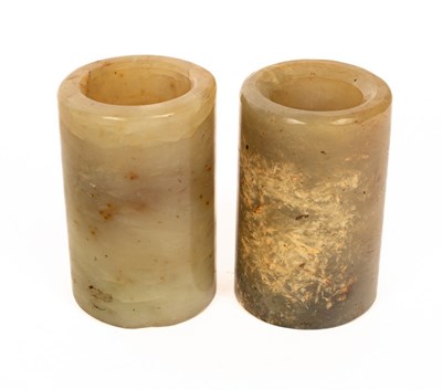 Lot 102 - Two Chinese jade brush pots, late Qing, of...