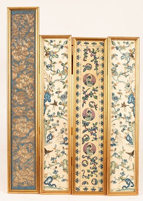 Lot 117 - Three Chinese costume panels, sewn on silk...