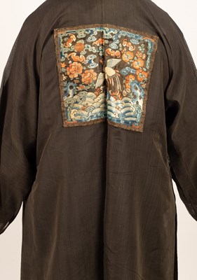 Lot 130 - A Chinese surcoat pufu, 19th Century, in black...