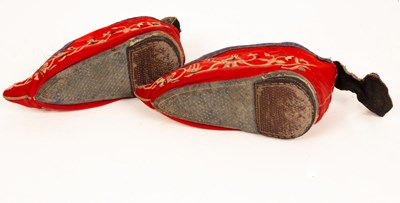 Lot 154 - A pair of Chinese shoes for bound feet with...