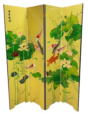 Lot 163 - A 20th Century Chinese lacquered screen,...