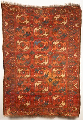 Lot 239 - An Ersari rug, West Turkestan, the deep madder...